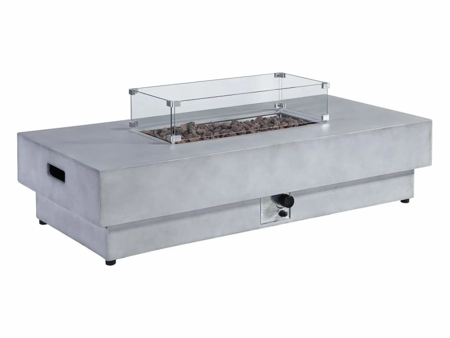 New Vente-unique Mesa brasero gris de gas rectangular con hoguera cuadrado en el centro de MGO - SEROZA Gris claro