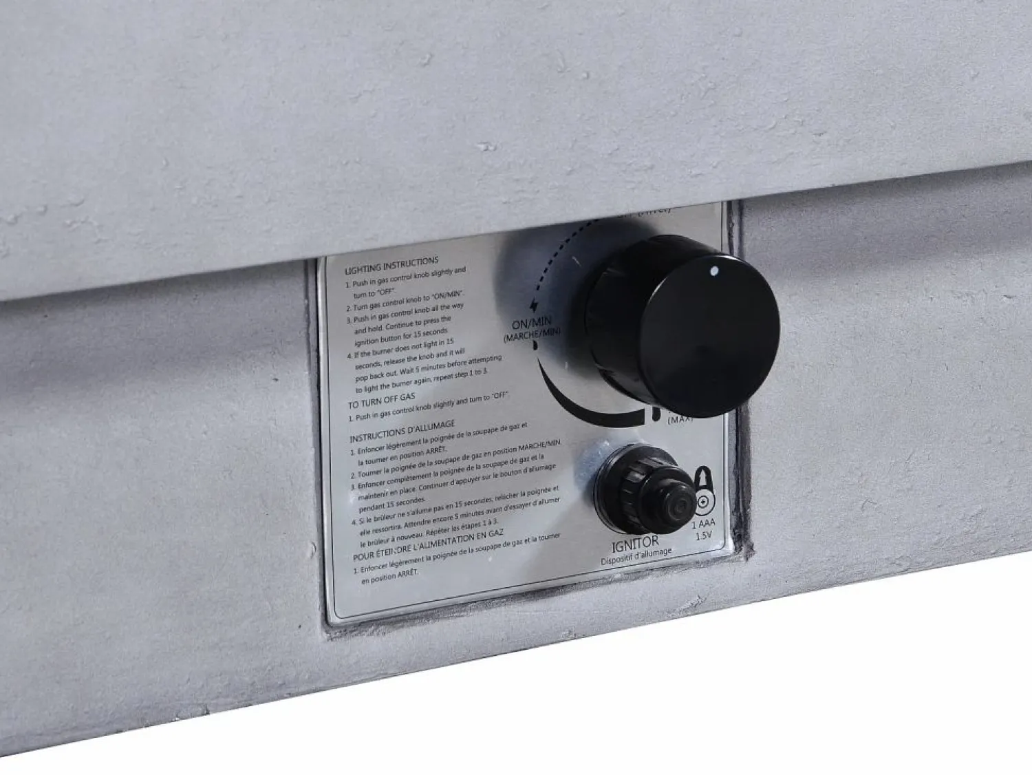New Vente-unique Mesa brasero gris de gas rectangular con hoguera cuadrado en el centro de MGO - SEROZA Gris claro
