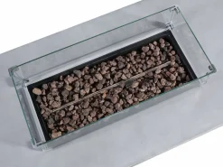 New Vente-unique Mesa brasero gris de gas rectangular con hoguera cuadrado en el centro de MGO - SEROZA Gris claro