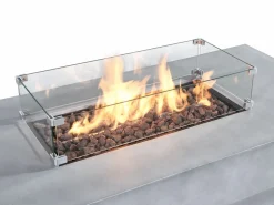New Vente-unique Mesa brasero gris de gas rectangular con hoguera cuadrado en el centro de MGO - SEROZA Gris claro