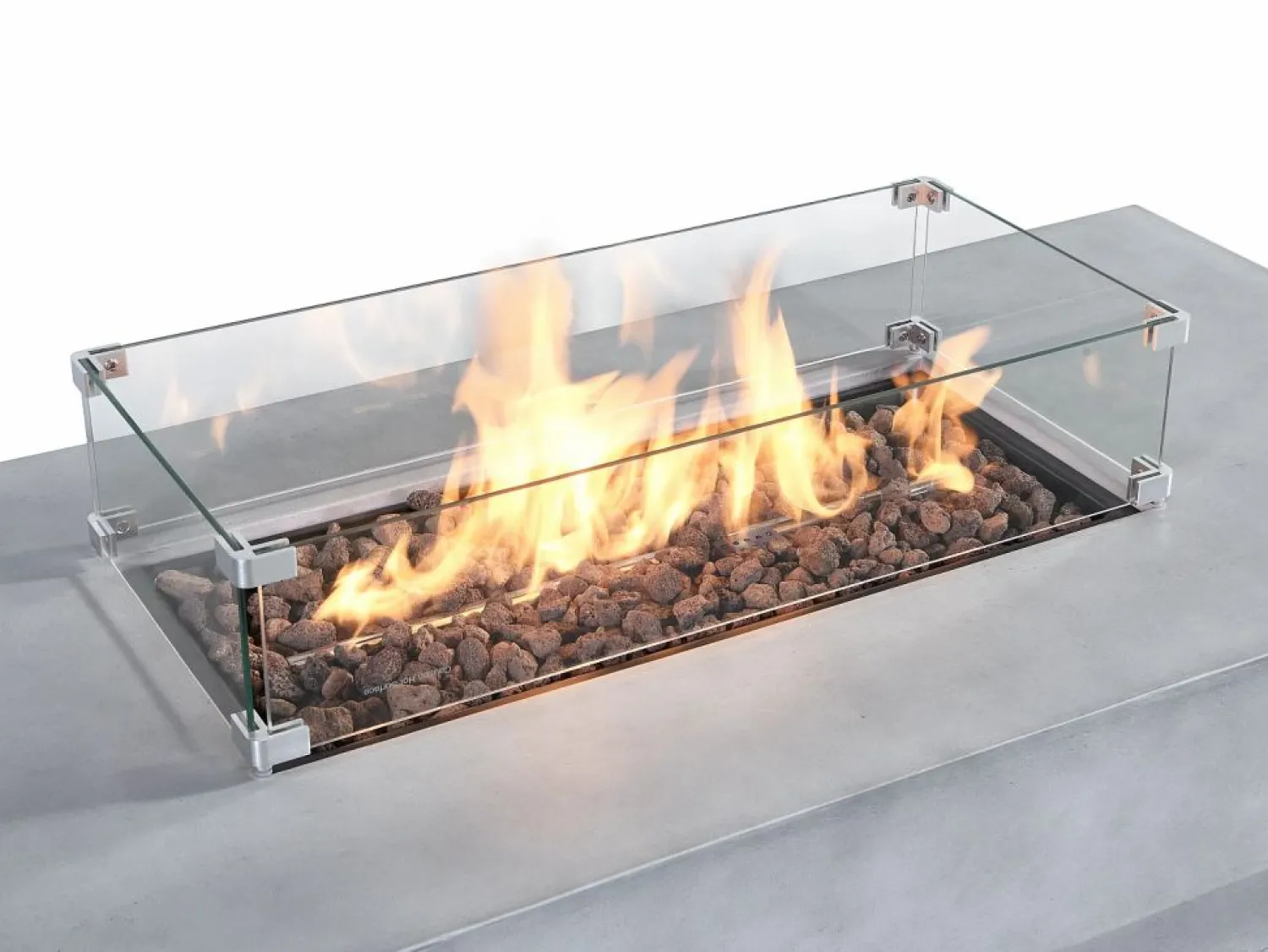 New Vente-unique Mesa brasero gris de gas rectangular con hoguera cuadrado en el centro de MGO - SEROZA Gris claro