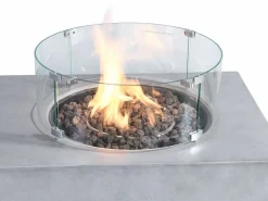 Sale Vente-unique Mesa brasero gris de MGO, de gas, rectangular con hoguera redonda en el lateral - SEROZA Gris claro
