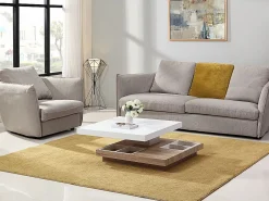 Outlet Vente-unique Mesa centro FAUSTO - Tablero pivotante - MDF lacado bicolor Color natural claro / Blanco