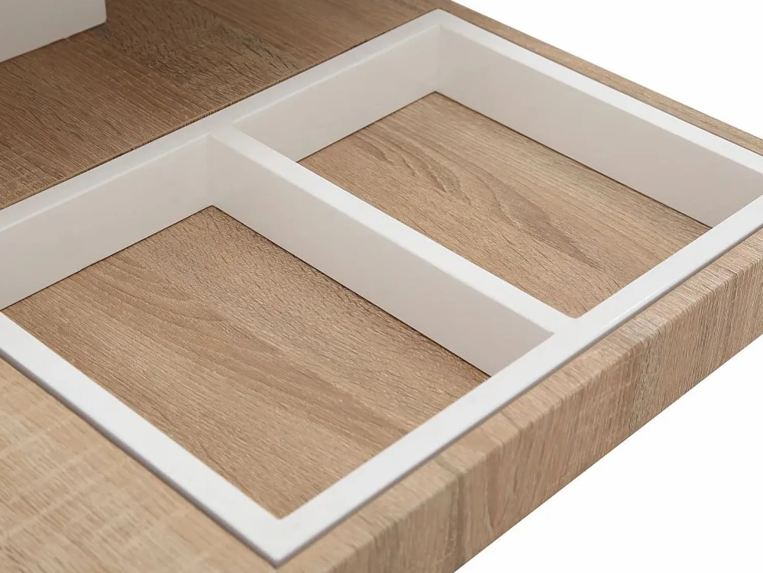 Outlet Vente-unique Mesa centro FAUSTO - Tablero pivotante - MDF lacado bicolor Color natural claro / Blanco