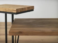 Best Mesa centro madera de olmo viejo patas metálicas Marru00f3n