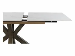 Discount Mesa cerámica extensible blanca 160/210x90 con pie metal color cobre Mesa Extensible