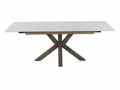 Discount Mesa cerámica extensible blanca 160/210x90 con pie metal color cobre Mesa Extensible