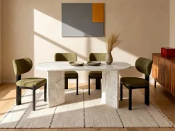Vente-unique Mesa comedor 8 personas - Efecto mármol - TOPANIA