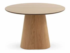 Mesa comedor de madera contrachapado roble con pie central cónico