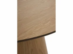 Mesa comedor de madera contrachapado roble con pie central cónico