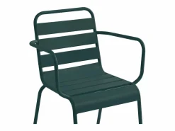 Hot MYLIA Mesa comedor jardín metal una mesa D.110cm y 4 sillas apilables - Verde - MIRMANDE Verde pino
