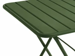 MYLIA Mesa comedor jardín plegable metal - mesa de 60 cm 2 sillas plegables - Verde - MIRMANDE