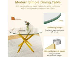 DripeX Mesa comedor redonda 2-4 personas vidrio templado y metal - carga max 100kg - Transparente - 90x90x75cm
