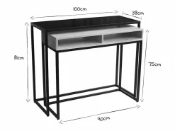 Miliboo Mesa consola / escritorio de madera de mango maciza y metal 100 cm YPKA