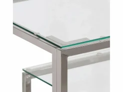 Sale Clicnbuy Mesa consola acero inoxidable y vidrio templado Plateado