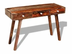 vidaxl Mesa consola con 3 cajones madera maciza acacia 76 cm