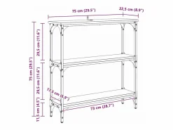 Clearance Mesa Consola con estante Roble 75 x 22.5 x 75 cm Consola