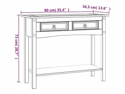 New Mesa consola Corona Range de pino mexicano 90x34,5x73 cm Consola