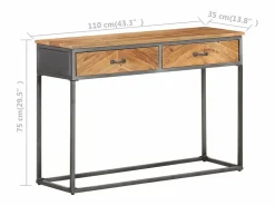 Mesa consola de madera maciza de acacia 110x35x75 cm Consola