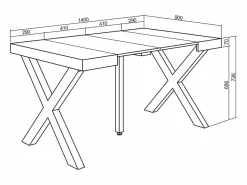Skraut Home Mesa Consola extensible, 140x90x73cm, Para 6 comensales, Patas madera maciza,