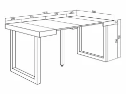 Skraut Home Mesa Consola extensible, 160x90x73cm, Para 8 comensales, Patas madera maciza,