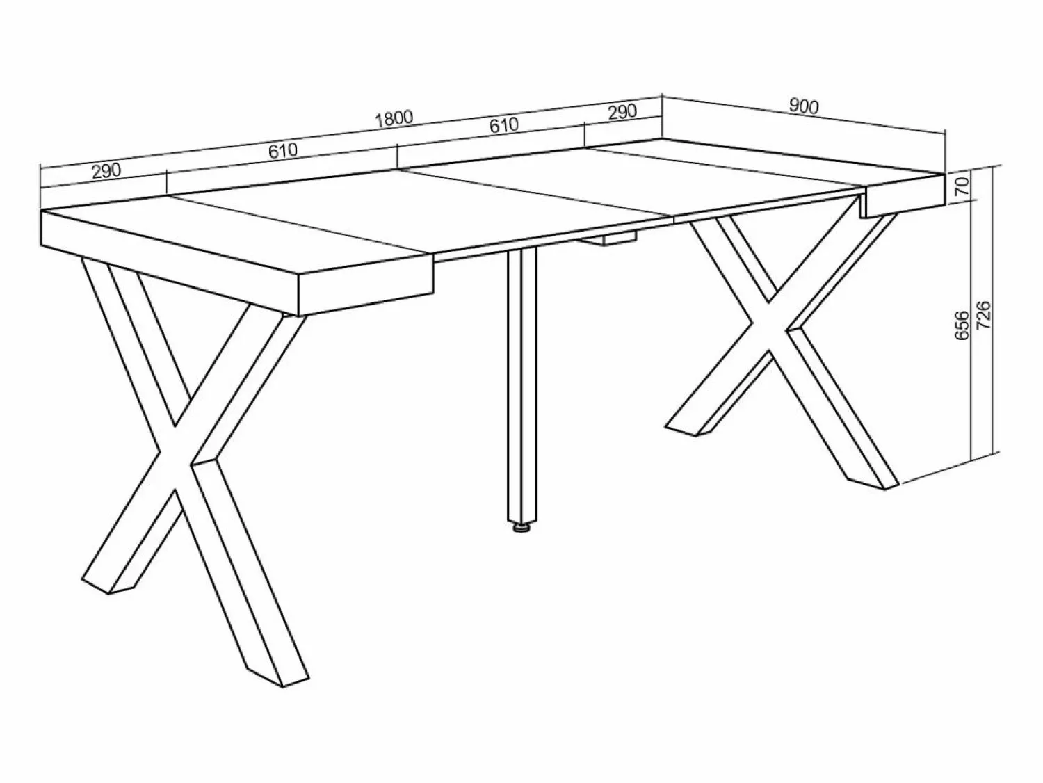 New Mesa Consola extensible, 180x90x73cm, Para 8 comensales, Patas madera maciza, Mesa Extensible