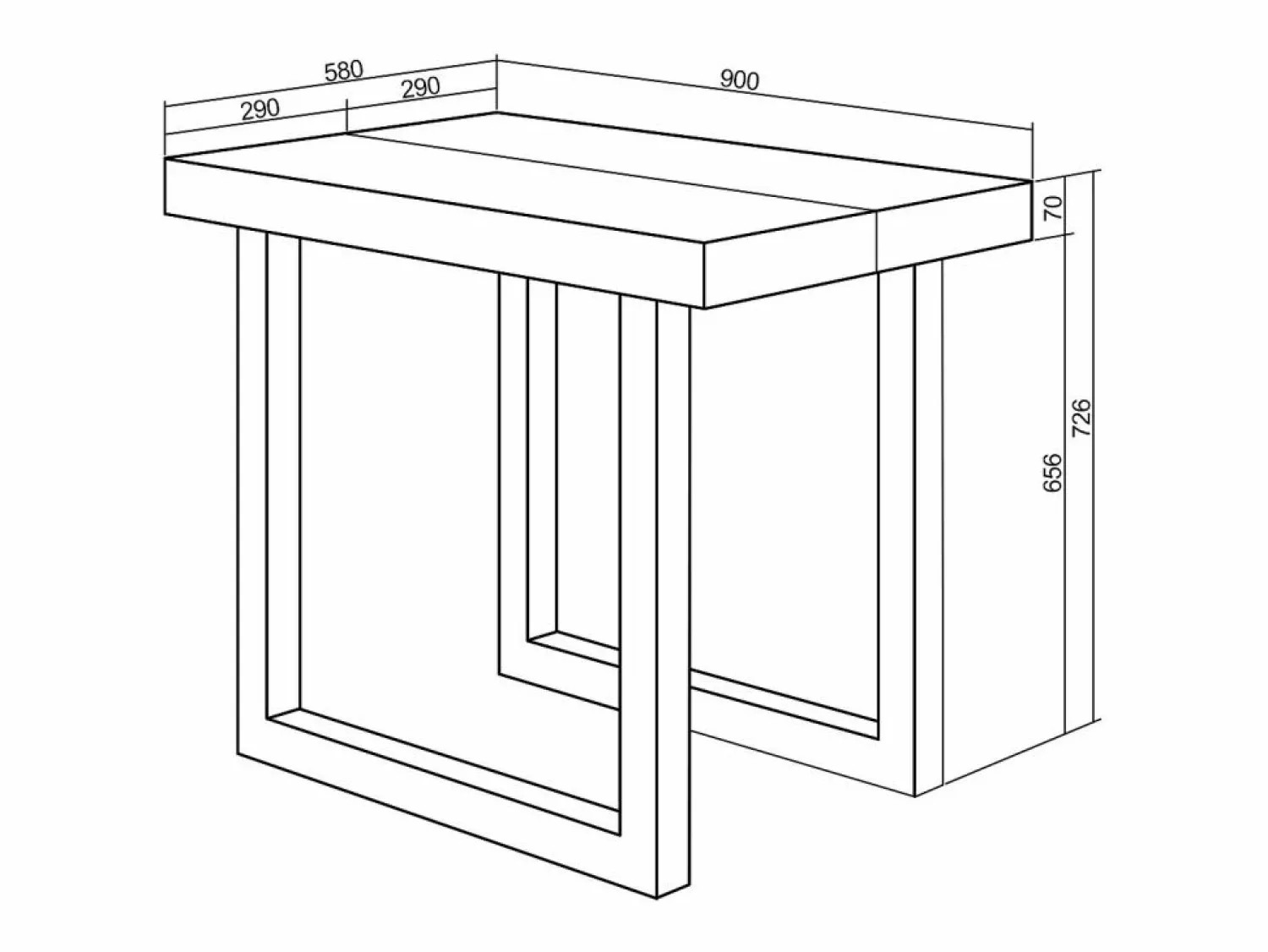 Skraut Home Mesa Consola extensible, 160x90x73cm, Para 8 comensales, Patas madera maciza, Roble y blanco