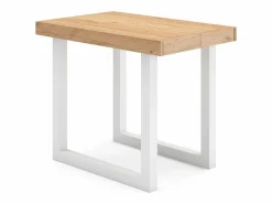 Skraut Home Mesa Consola extensible, 160x90x73cm, Para 8 comensales, Patas madera maciza, Roble y blanco