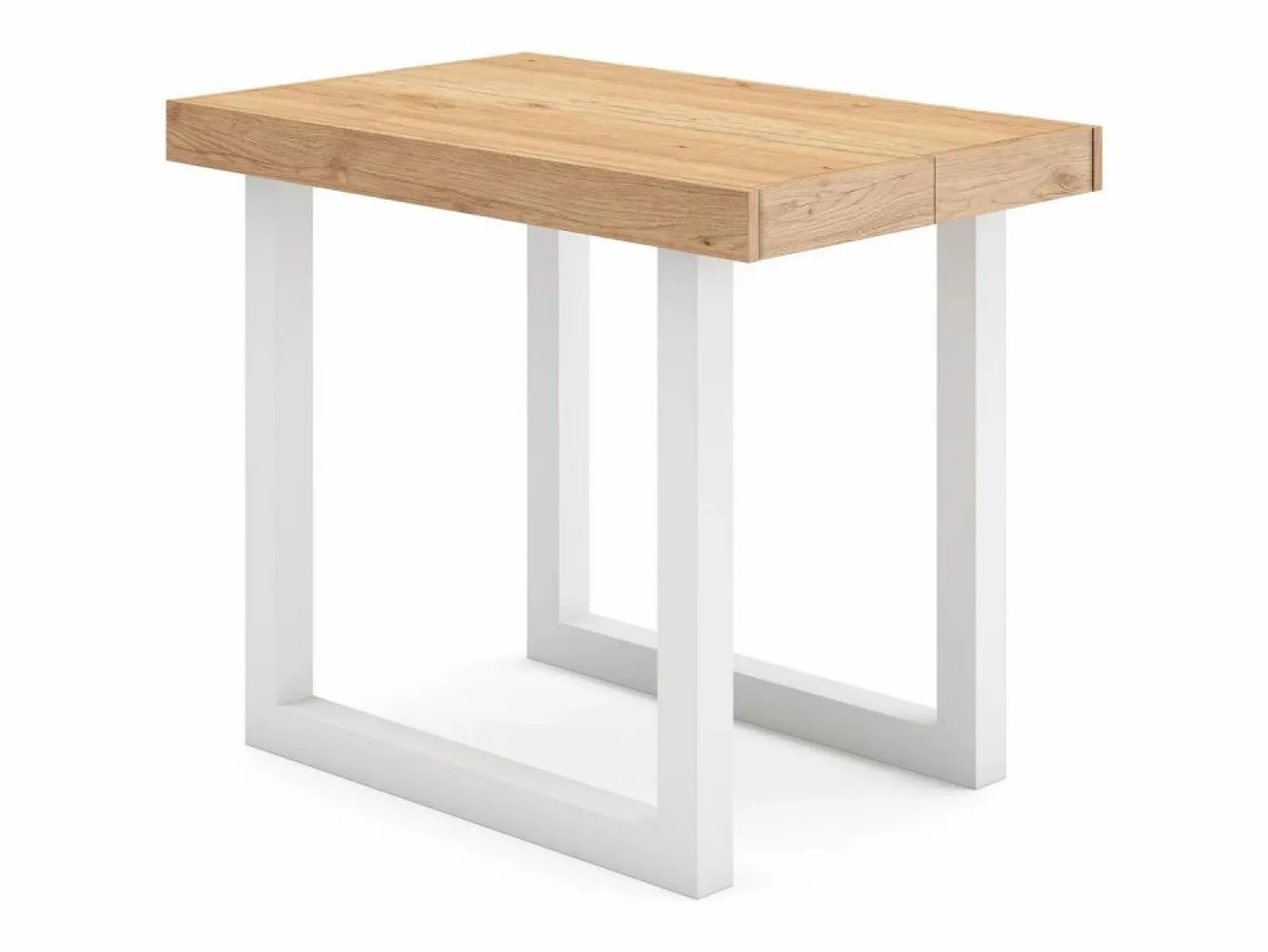 Skraut Home Mesa Consola extensible, 160x90x73cm, Para 8 comensales, Patas madera maciza, Roble y blanco