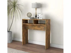Clicnbuy Mesa consola madera contrachapada roble ahumado 78x30x80 cm