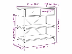 Best vidaxl Mesa consola madera de ingeniería roble Sonoma 75x34,5x75 cm Marru00f3n