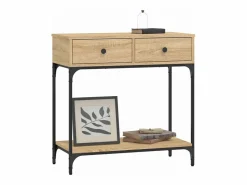 New Clicnbuy Mesa consola madera de ingeniería roble Sonoma 75x34,5x75 cm Marru00f3n