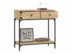 New Clicnbuy Mesa consola madera de ingeniería roble Sonoma 75x34,5x75 cm Marru00f3n
