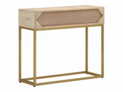 Hot Mesa consola madera maciza de mango y hierro 90x30x76 cm ES964195 Marru00f3n