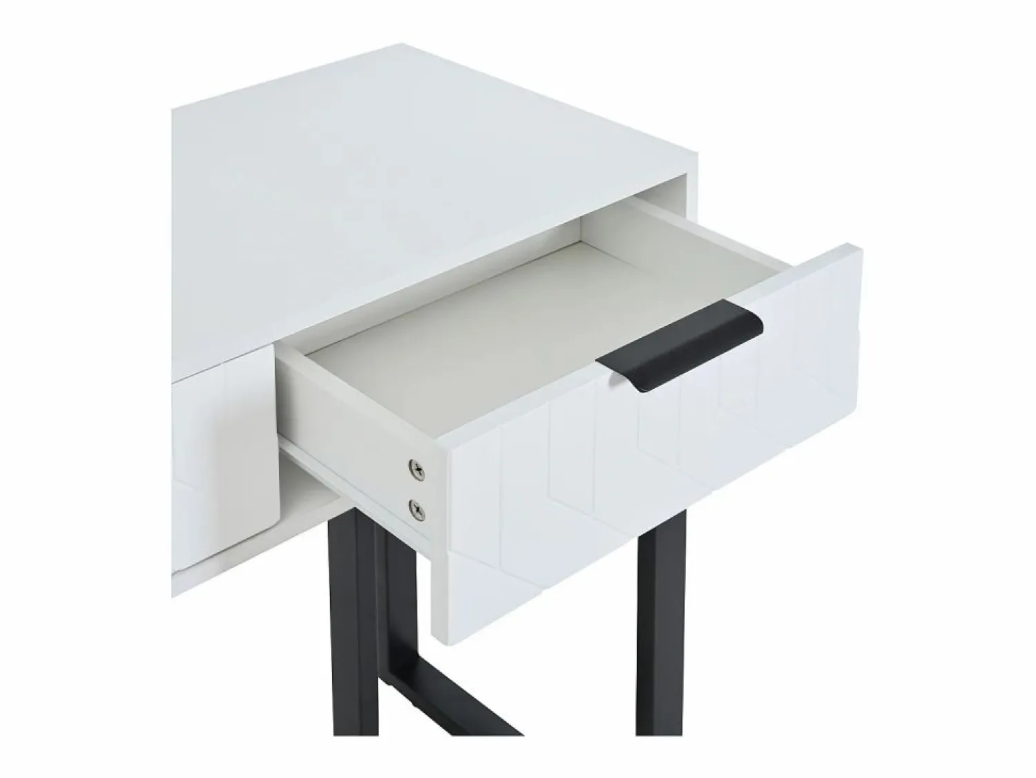 ModernLuxe Mesa consola moderna, con 2 cajones, pies ajustables, blanco y negro