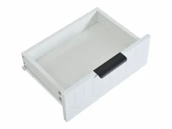ModernLuxe Mesa consola moderna, con 2 cajones, pies ajustables, blanco y negro