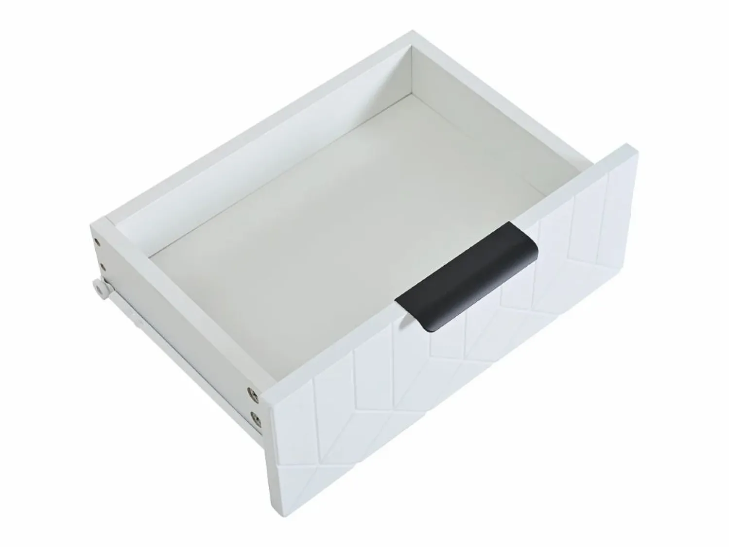 ModernLuxe Mesa consola moderna, con 2 cajones, pies ajustables, blanco y negro