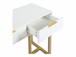 Online Mesa consola moderna con 2 cajones y patas ajustables, blanco y dorado Consola