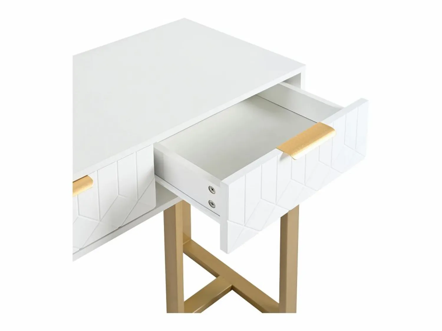 Online Mesa consola moderna con 2 cajones y patas ajustables, blanco y dorado Consola