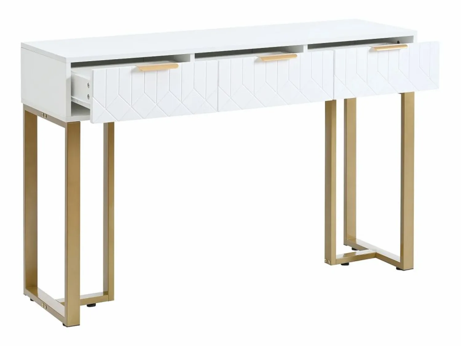 Online Mesa consola moderna con 2 cajones y patas ajustables, blanco y dorado Consola