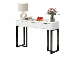 Best Mesa consola moderna con 3 cajones - 120 x 36 x 80 cm - MDF - para salón, pasillo - + negro Consola