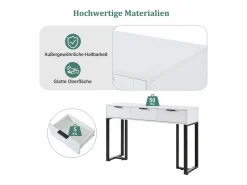 Best Mesa consola moderna con 3 cajones - 120 x 36 x 80 cm - MDF - para salón, pasillo - + negro Consola