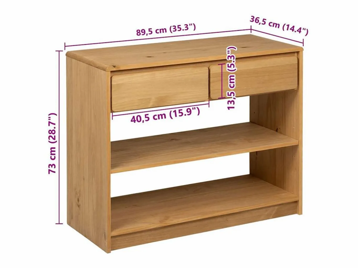 Best Clicnbuy Mesa consola SAUDA madera maciza de pino roble 89,5x36,5x73 cm Marru00f3n