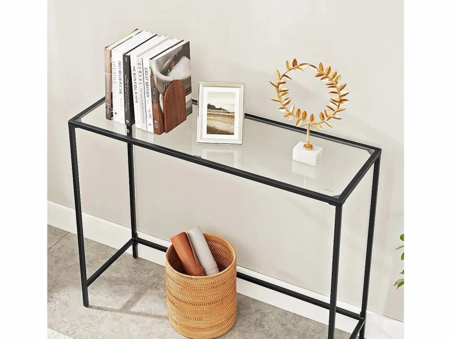 Sale Mesa consola Valora para salón, de cristal y metal. Consola