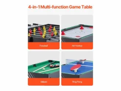 Hot Mesa de Air Hockey, SucceBuy 4 en 1, 122 cm, para Jugar al Air Hockey, al Futbolín, al Tenis de Mesa y al Billar Negro / Verde