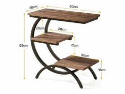 Online Tribesigns Mesa de apoyo de madera, pequeña mesa baja, mesa de noche, lateral de sofá con 3 estantes para salón, dormitorio, marrón oscuro Marru00f3n