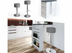Best Mesa de bar antracita/blanco 57x80x106 Mueble Bar