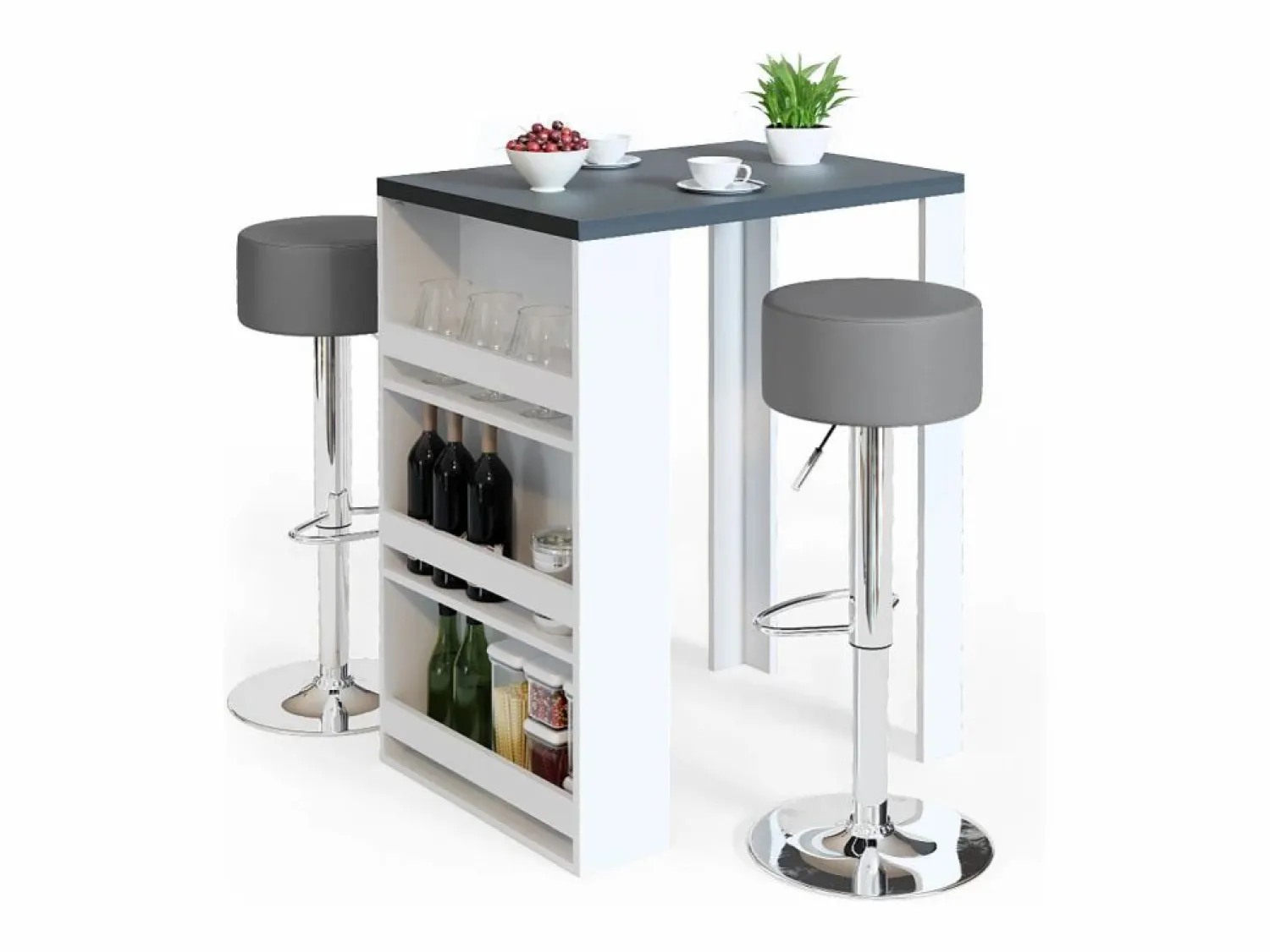 Best Mesa de bar antracita/blanco 57x80x106 Mueble Bar