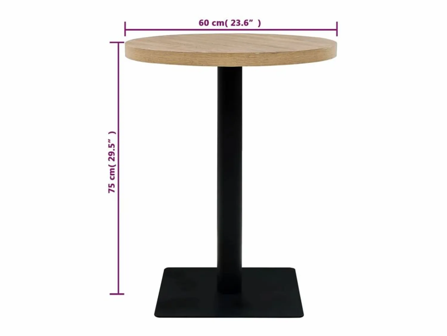 Online Mesa de bar bistró MDF y acero redonda 60x75 cm color roble Mesa Alta