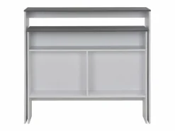 Clicnbuy Mesa de bar con 2 encimera blanca y gris 130x40x120 cm
